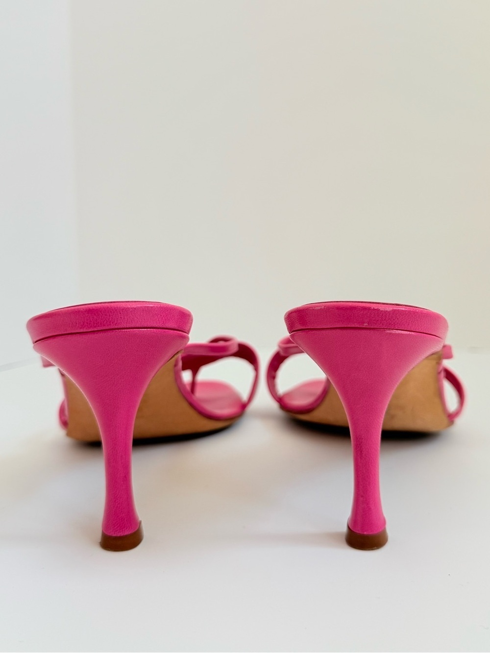Rare Manolo Blahnik Hot Pink Strappy Thong Mule Sandals Kitten Heel EU 37.5 Y2K - Picture 8 of 12